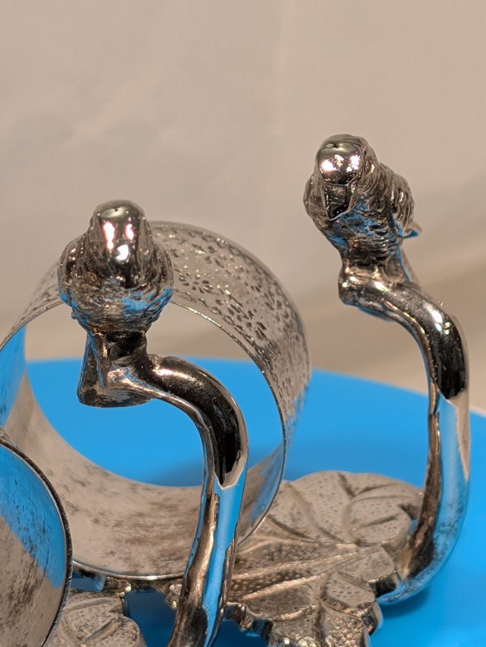 2 Vintage Victorian Reproduction Figural Bird Napkin Rings Late 20th Century